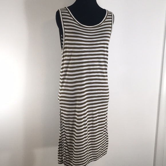 Banana Republic Tops - ✅ SOLD Banana Republic Tunic Tank Dress Army Green Stripe